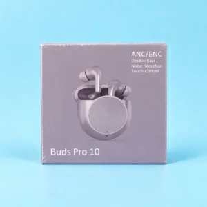 Buds Pro 10 packaging jisme ANC/ENC aur Double Bass features hain, jo budget earbuds with active noise cancellation dhoondhne walon ke liye best hain